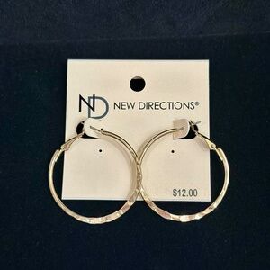 New Directions Gold Tone Textured Hoop Earrings